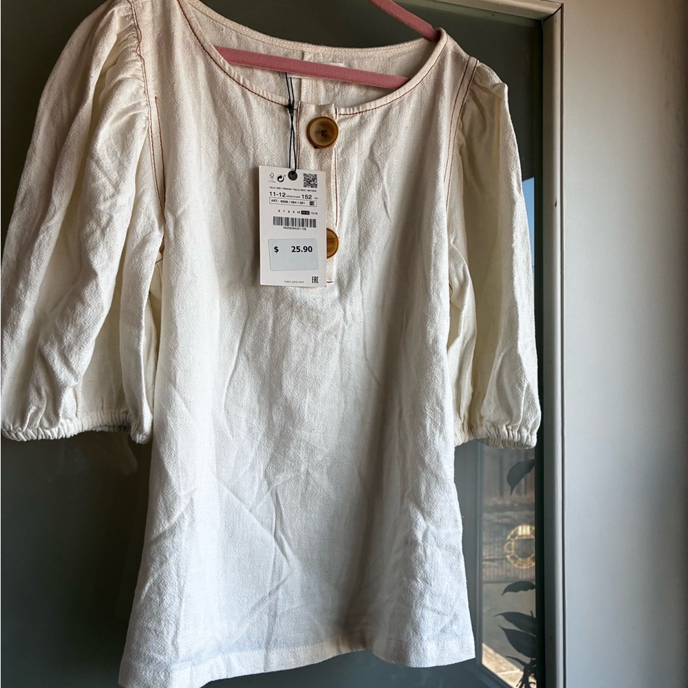 Zara Cream Button-Detail Blouse